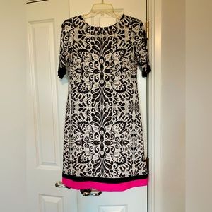 Black, White, Hot pink details dress
